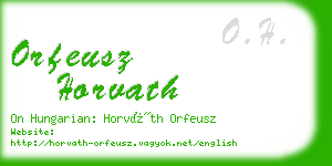 orfeusz horvath business card